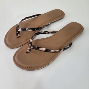 J. Crew Brown Tortoiseshell Strap Flip Flop Sandals